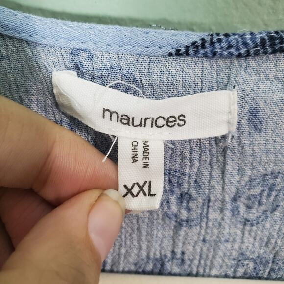 Maurices Womens Blue Paisley Patchwork Print Button Down Blouse Top Size XXL - Picture 3 of 5